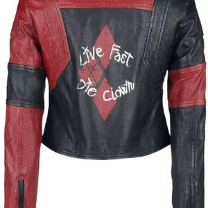 Edgy Red and Black Leather Jacket